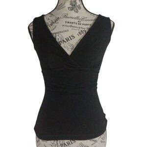 Vintage Pre-Owned (Excellent) BCBGMAXAZRIA Black Ruched Faux-Wrap Top S